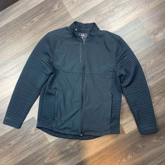 Under Armour Men's Black Cold Gear Jacket Size L Full Zip Athletic - Picture 1 of 7